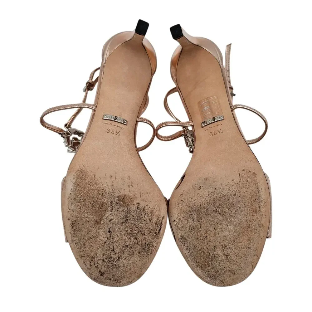 Gucci GG Crystal Stilleto High Heel Sandal Pink Rose Gold Size 38.5 US 8.5 - Picture 9 of 12